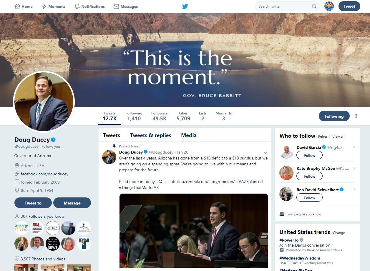 governor ducey facebook page lake mead 1.23.2019