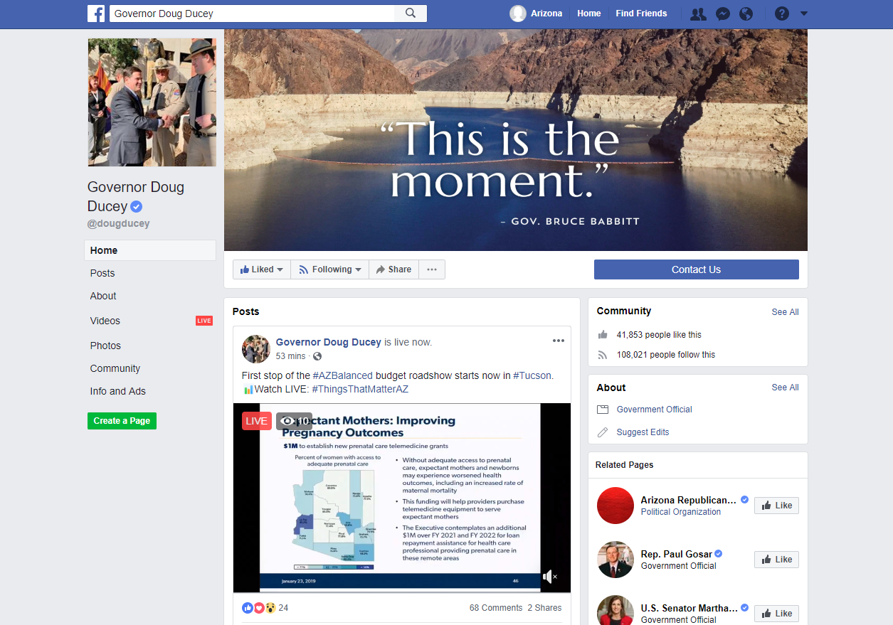 governor ducey twitter feed 1.23.2019